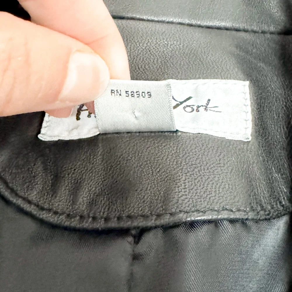 Preston and York Pleated Front‎ Genuine Leather Zip Up Jacket Black Small